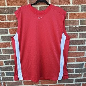 Nike Y2K Vintage Basketball Workout Mesh Sleeveless Shirt Red White Sz XXL Men's